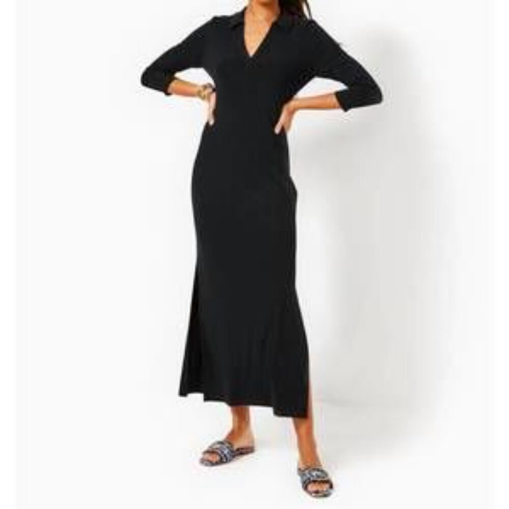 Lilly Pulitzer Ribbed polo Maxi Ollie black/SOLD OUT on line and stores. .